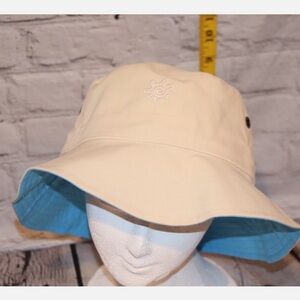 NWT UV Skinz Logo Blue Reversible Beige Sun Cape Adult Bucket Hat